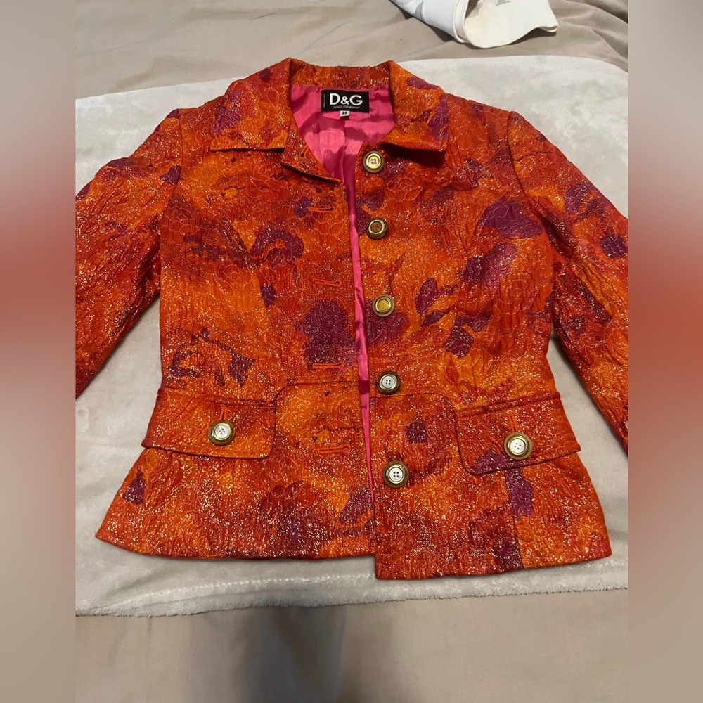 Dolce & Gabana Floral Print Red Ladies Coat